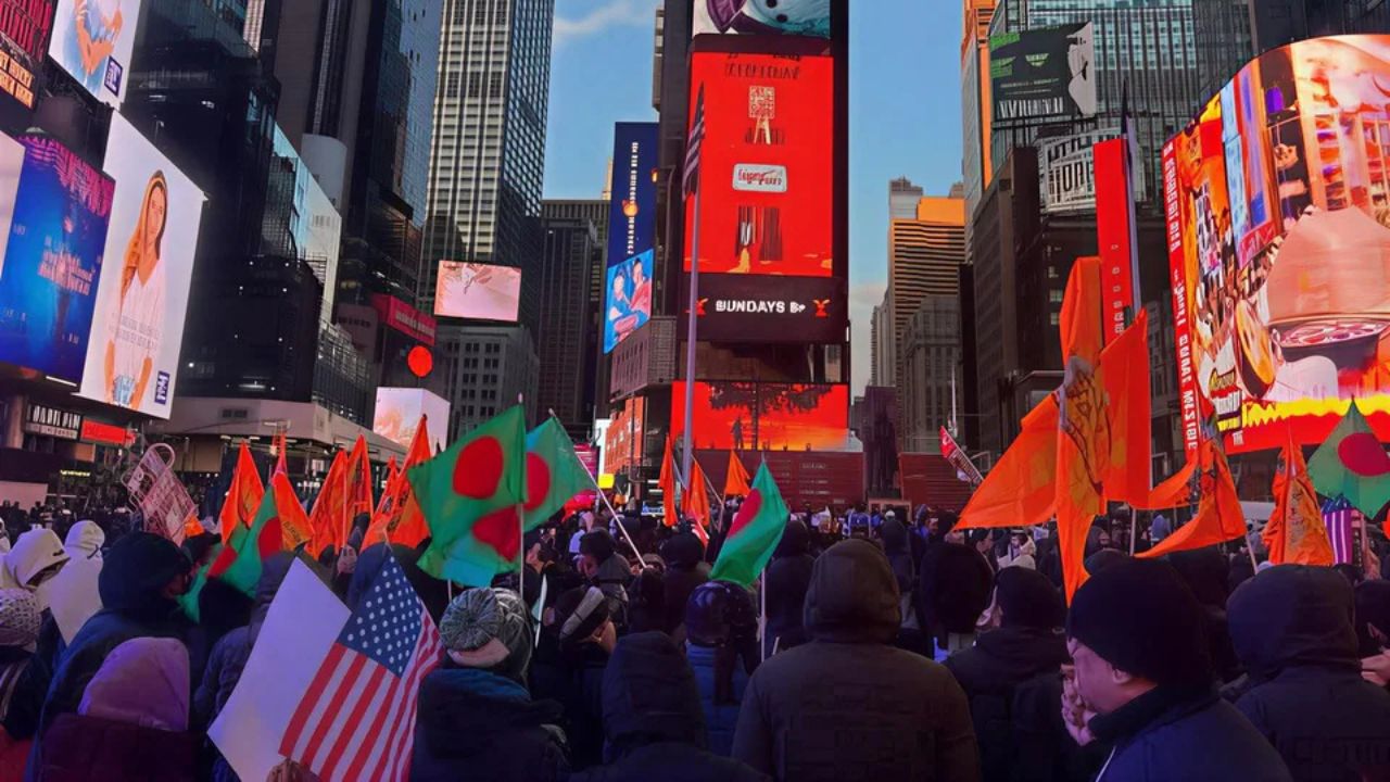 Poster calling for international awareness and support for Hindu minority victims in Bangladesh