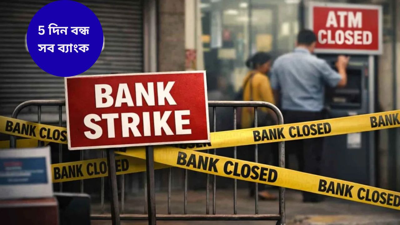 People unable to access bank services during a nationwide bank strike in India, with closed branches and concerns about cash availability