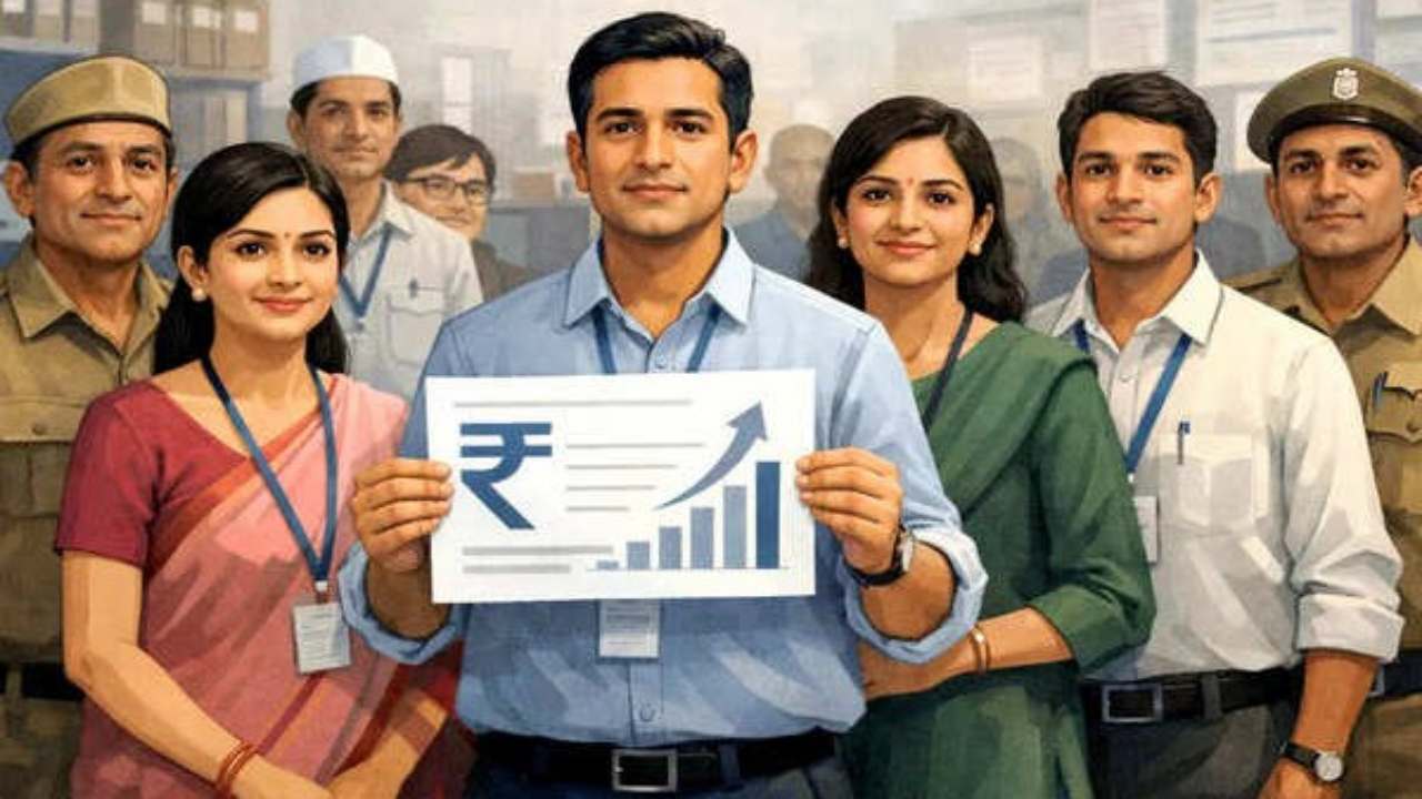 Private sector employees discussing salary hike 2026 in office