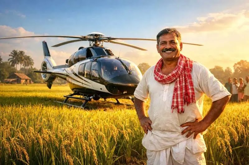farmer helicopter noida airport land compensation india