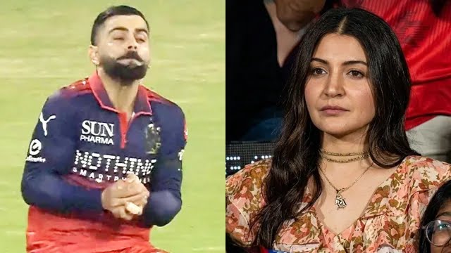 virat kohli catch miss anushka reaction stadium